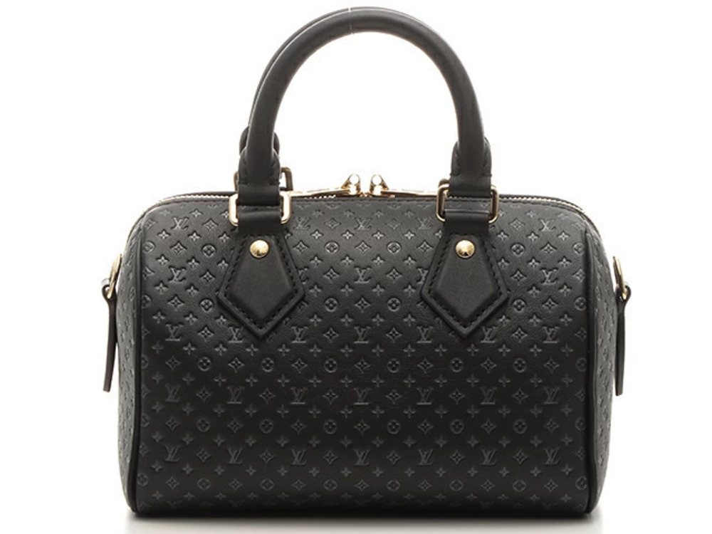 LOUIS VUITTON Speedy Bandouliere Shoulder Bag Black Nanogram HA